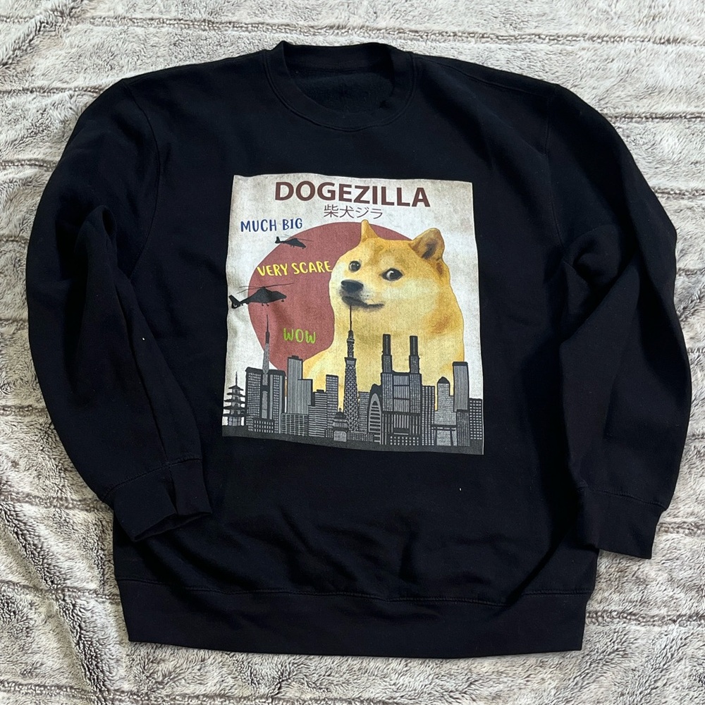 Black Dogezilla Graphic Sweatshirt